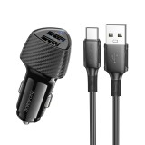 INCARCATOR auto Borofone &quot;BZ31A &quot;, pt. bricheta auto, 2 x USB 5V/2.4A, include cablu USB la USB Type-C de 1m, negru &quot;6941991112591&quot; (timbru verde 0.18
