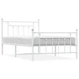 Cumpara ieftin Cadru de pat metalic cu tablie de cap/picioare, alb, 100x200 cm