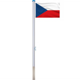Cumpara ieftin Stalp pentru steag, cu drapelul Cehiei cu doua fete de 90x150 cm