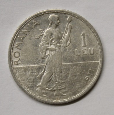 1 LEU 1914 . DETALII EXCELENTE . PARTIAL CU UCIU DE BATERE . foto