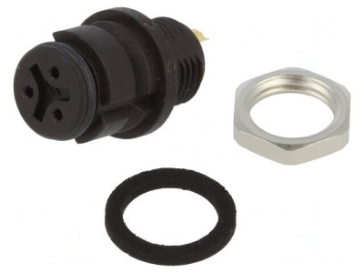 Conector circular 3 pini 125V 3A IP67 soclu mamă lipire foto