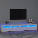 VidaXL Comodă TV cu lumini LED, alb, 240x35x40 cm