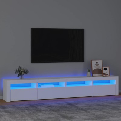 Gossi comoda tv cu lumini led, alb, 240x35x40 cm foto