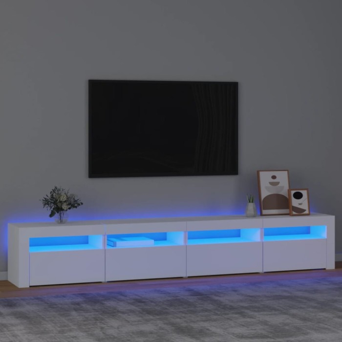 Gossi comoda tv cu lumini led, alb, 240x35x40 cm