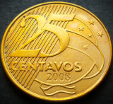 Moneda 25 CENTAVOS - BRAZILIA, anul 2008 * cod 3482