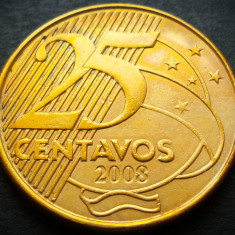 Moneda 25 CENTAVOS - BRAZILIA, anul 2008 * cod 3482