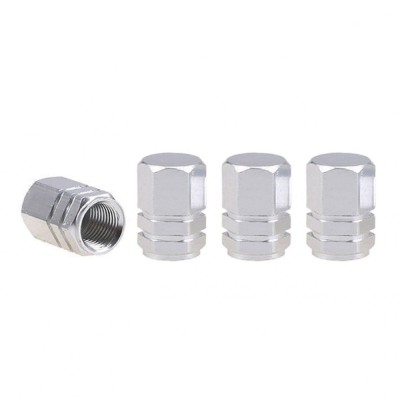 Set capacele auto pentru ventil hexagon argintiu 4 buc AM02236. foto