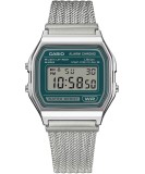Ceas Casio Vintage A158WEM-3EF, unisex, digital, quartz, argintiu, inox, rezistent la apa