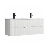 Trent 120 dulap de baie inferior cu chiuvetă ceramică 4 sertare, alb