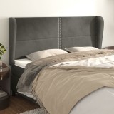 vidaXL Tăblie de pat cu aripioare gri &icirc;nchis 163x23x118/128 cm catifea