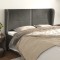 vidaXL Tăblie de pat cu aripioare gri &icirc;nchis 203x23x118/128 cm catifea 3117883