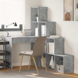 Birou de colț cu raft cu depozitare Gri beton 101.5 x 149.5 x 149.5 cm