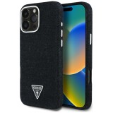 Husa iPhone 16 Pro Guess Denim Triangle Logo MagSafe, negru, GUHMP16LRJFWTLK