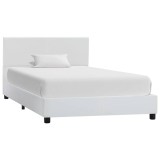 Cumpara ieftin Cadru de pat, alb, 100x200 cm, piele ecologica
