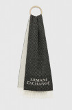 Cumpara ieftin Armani Exchange esarfa de lana culoarea negru, cu imprimeu