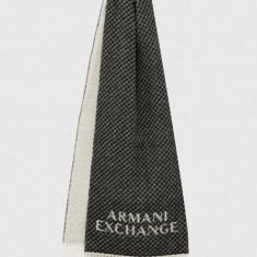 Armani Exchange esarfa de lana culoarea negru, cu imprimeu