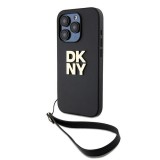 Husa iPhone 15 Pro DKNY Hardcase Wrist Strap Stock Logo, negru, DKHCP15LPBSWSK