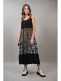 Cumpara ieftin Rochie Lunga Bretelute Multicoloră Nilde, M-L, Buline/Zebra, FashionLand Made in Italy, Poliester