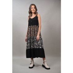ROCHIE LUNGA CU BRETELE SUBTIRI MULTICOLORA NILDE Negru M-L