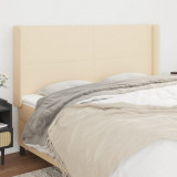 VidaXL Tăblie de pat cu aripioare, crem, 183x16x118/128 cm, textil