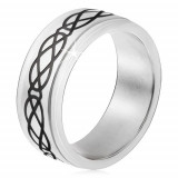 Inel din oțel 316L, ornament negreu lucios sub formă de romburi și lacrimi - Marime inel: 67