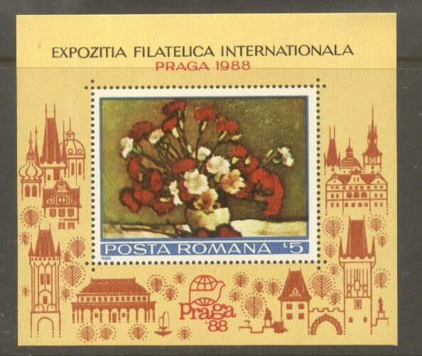 Romania 1988 Paintings Phila Expo Praga perf. sheet MNH DA.142