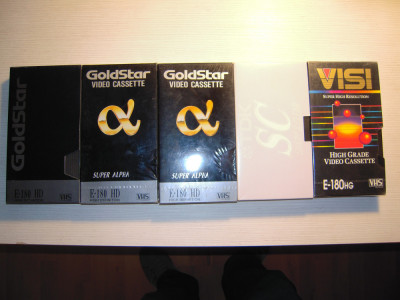 LOT de 5 casete video: VHS Goldstar E-180 x 3 buc, TDK si VISI, stare BUNA foto