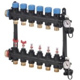 Uponor Vario M Distribuitor 12 Căi, Debitmetre, Ieșiri 3/4 Eurocon, 60&deg;C, 6 Bar, Fibră Sticlă Poliamid