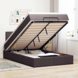 Gossi pat otoman cu saltea tesatura maro inchis 120x200 cm