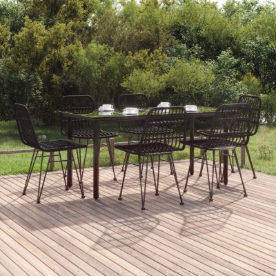 vidaXL Set mobilier de grădină, 7 piese, negru, poliratan foto