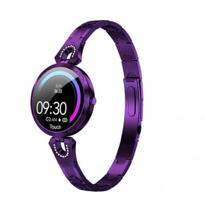 Ceas Smartwatch AK15, Bratara fitness fashion smart, Monitorizare Ritm Cardiac, Perioada de ovulatie, Violet foto