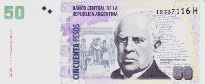 Bancnota Argentina 50 Pesos (2014) - P356 UNC ( litera H ) foto