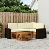 vidaXL Set de canapele de exterior 5 pcs Natural și Crem 3384331