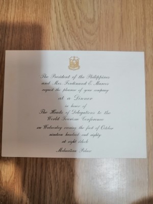 Invitatie oficiala de la Presedintele Rep. Filipine Ferdinand Marcos foto