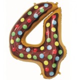 Balon din Folie Metalizata Cyrax, Multicolor Cifra 4