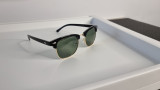 Ochelari de soare Clubmaster - Rama neagra Lentile verzi - Polarizati, Fluture, Unisex, Protectie UV 100%