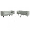 VidaXL Set canapele Chesterfield cu perne rulou, 2 piese, gri, catifea