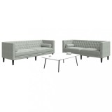VidaXL Set canapele Chesterfield cu perne rulou, 2 piese, gri, catifea