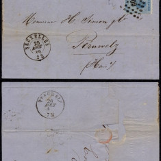 Belgium 1868 Postal History Rare Cover + Content Bruxelles to Peruwelz DB.095