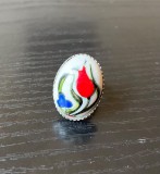 Inel ceramic turcesc Iznik &ndash; Pictat manual, Lalea tradițională (Reglabil)
