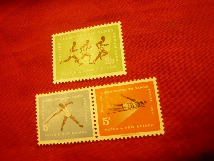 Serie Papua Noua Guinee 1962 - Competitie Sportiva Commonwealth ,1 pereche+1val