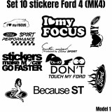 Set 10 Stickere Auto Ford Focus MK4 Personalizate , 5 Dimensiuni si 6 Culori