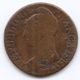 Franta 5 centimes 1796 A - L&#039;AN 5 - A, Prima Republica, Cupru, 10 gr, 28 mm, KM-640 (2), Europa, Cupru (arama)
