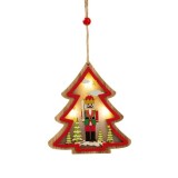 Ornament de Brad, Flippy, cu Lumini LED, din Lemn, Figurina Spargatorul de Nuci, Model Brad, Multicolor