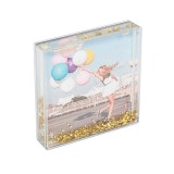 Rama foto 11x11 cm, Transparent cu glitter, Plastic, ATU-088838, Oem