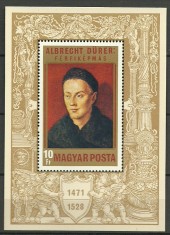 Ungaria 1971 - Durer, arta, colita neuzata