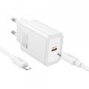 Incarcator Retea Cu Cablu Lightning HOCO N62, 30W, 3A, 1 x USB-C, Alb, Apple