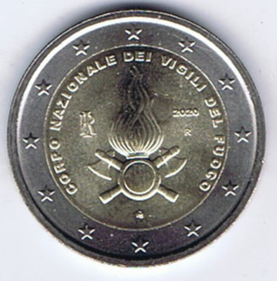 ITALIA moneda 2 euro comemorativa 2020 - pompierii, UNC foto