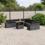 Gossi set canapele de gradina cu perne, 11 piese, negru, poliratan