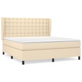 Cumpara ieftin Pat box spring cu saltea, crem, 160x200 cm, material textil